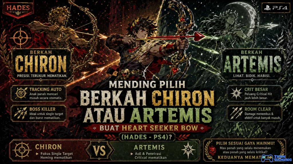Mending Pilih Berkah Chiron atau Artemis Buat Heart Seeker Bow (Hades - PS4)?